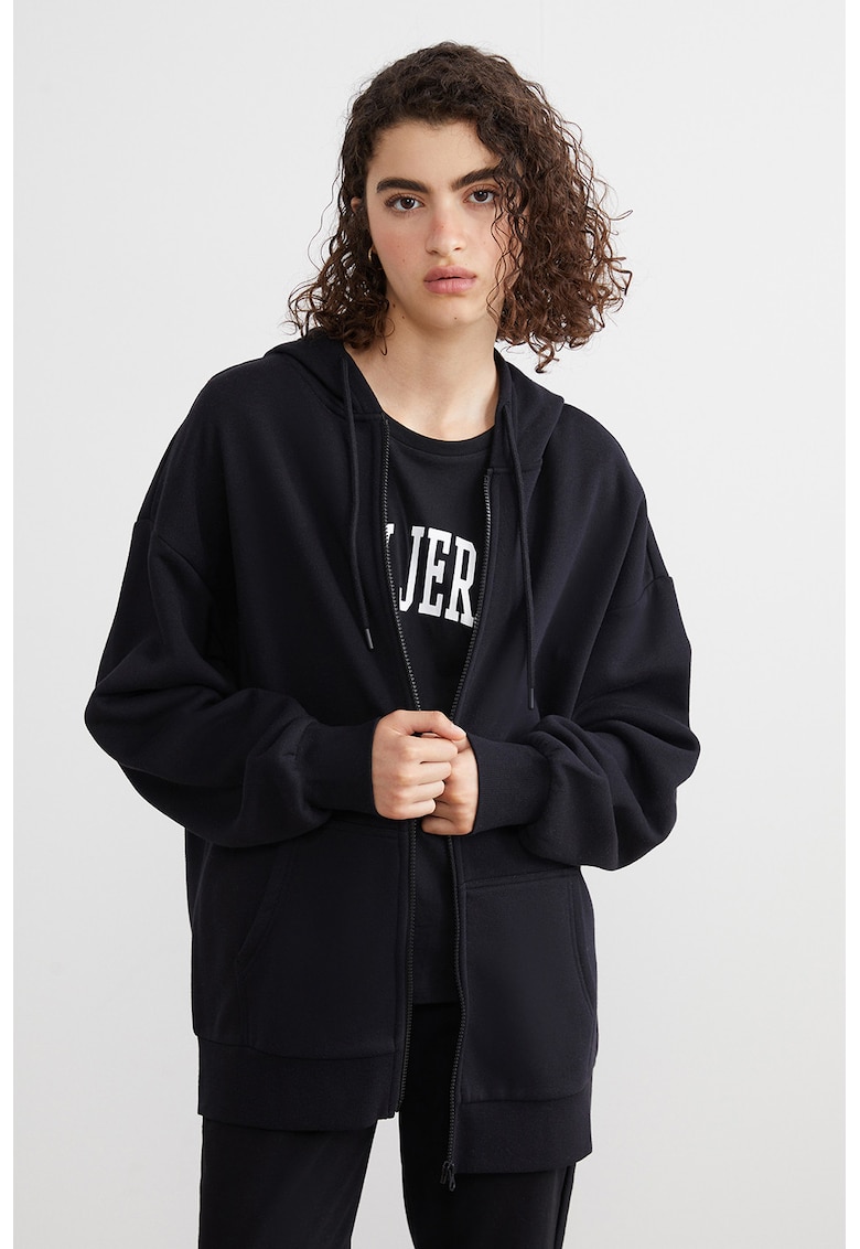 Hanorac cu gluga ajustabila si fermoar Hanorac cu gluga ajustabila si fermoar