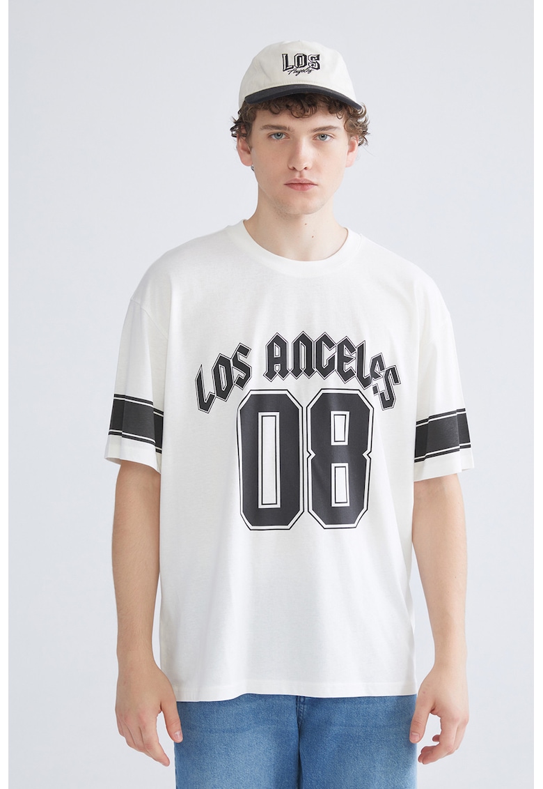 Tricou din bumbac cu imprimeu frontal Tricou din bumbac cu imprimeu frontal