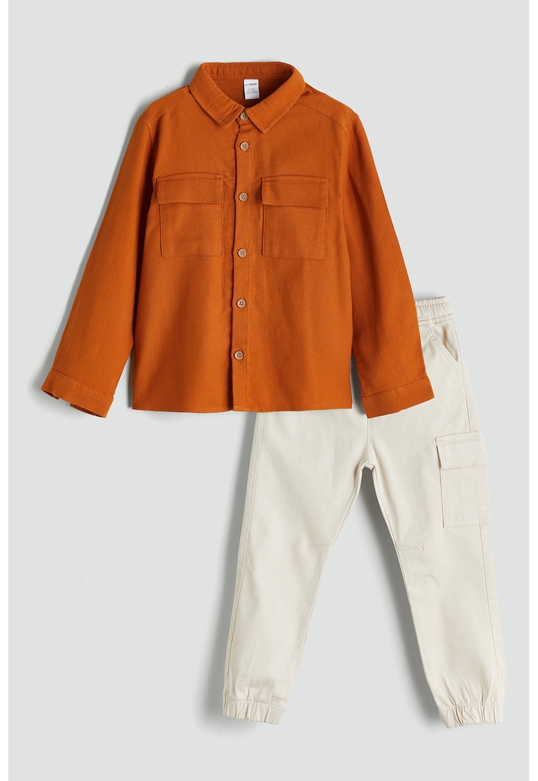 Set de pantaloni cu snur si camasa - 2 piese