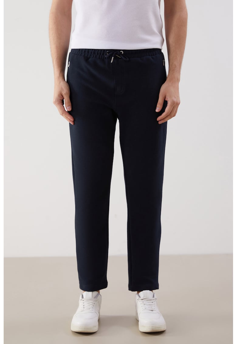 Pantaloni de trening din amestec de bumbac - Bleumarin