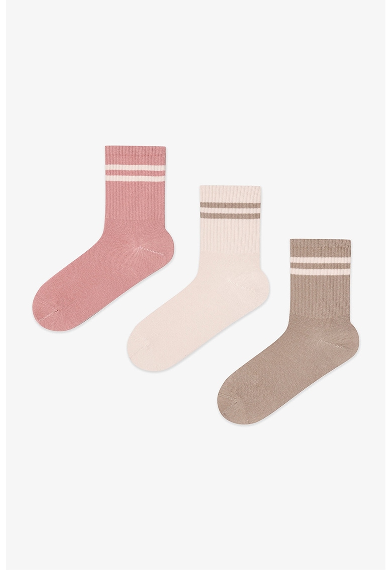 Set de sosete scurte cu detaliu striat - 3 perechi