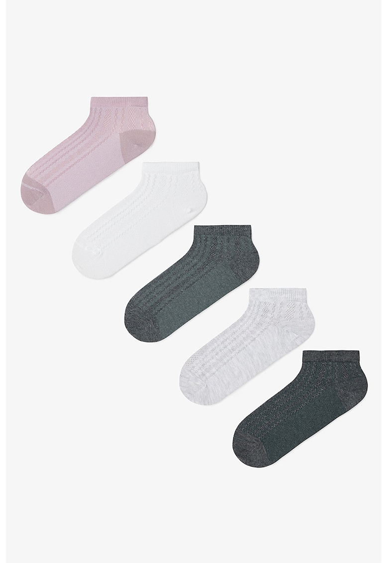 Set de sosete pana la glezna cu model uni - 5 perechi