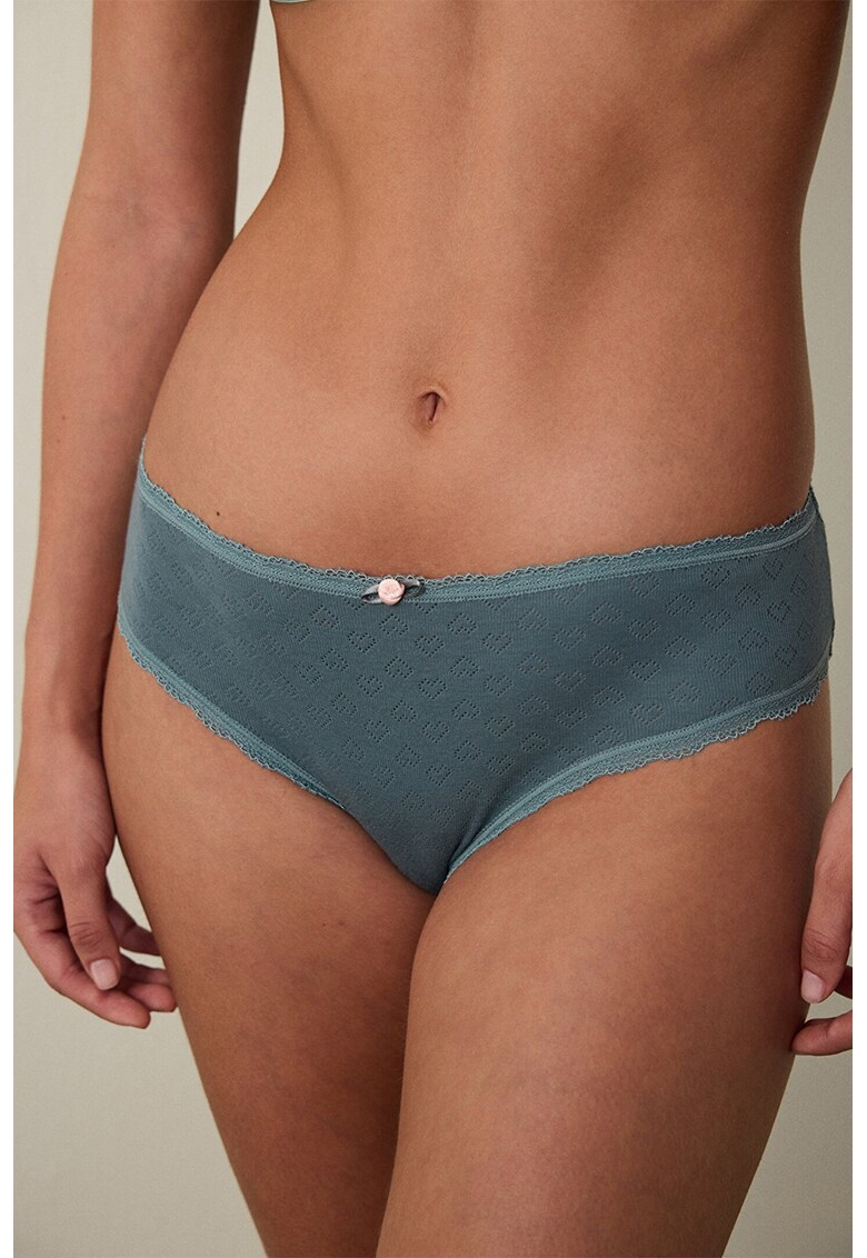 Chiloti brazilieni din bumbac cu garnitura din dantela