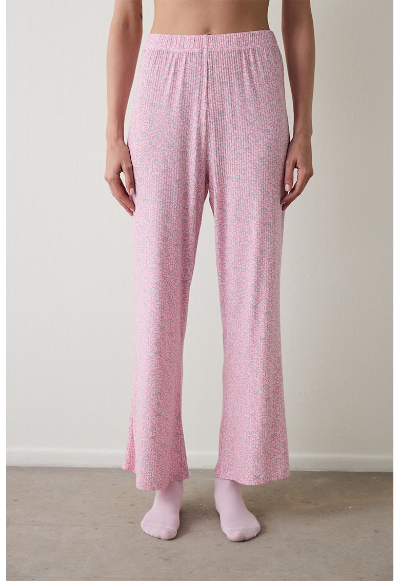 Pantaloni lejeri de pijama cu talie inalta