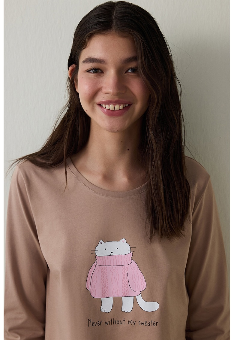 Pijama cu imprimeu frontal Pijama cu imprimeu frontal