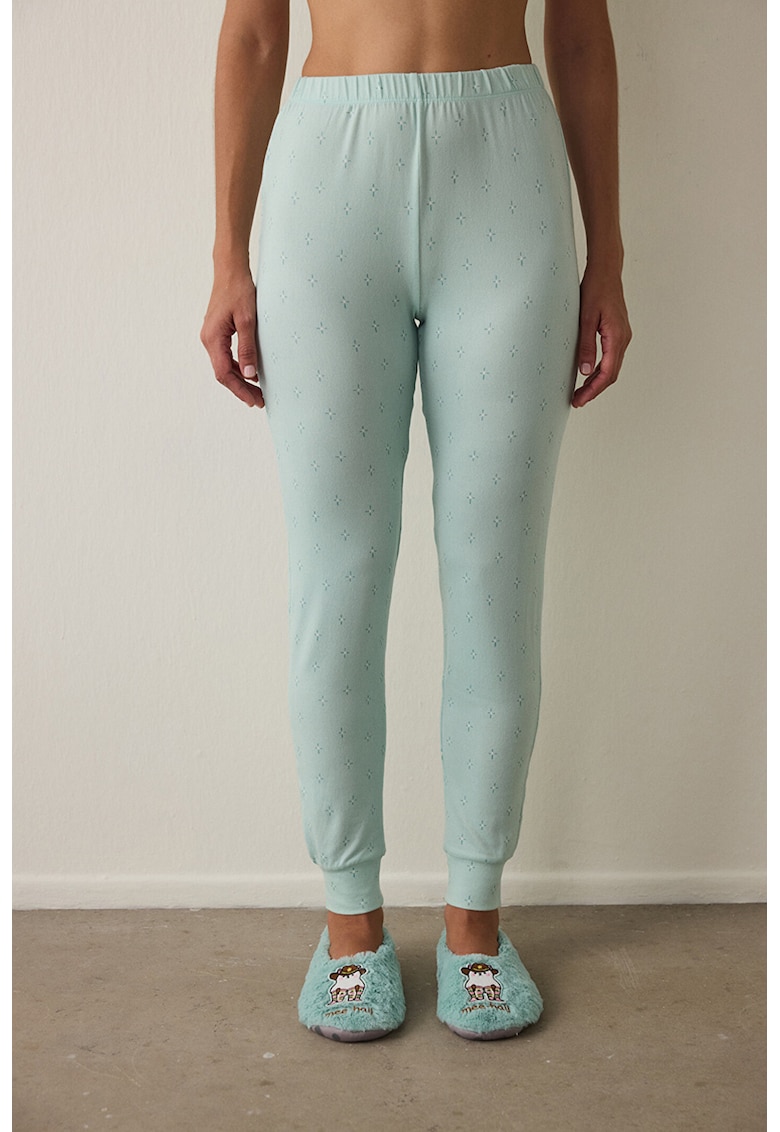 Pantaloni slim fit de pijama cu model