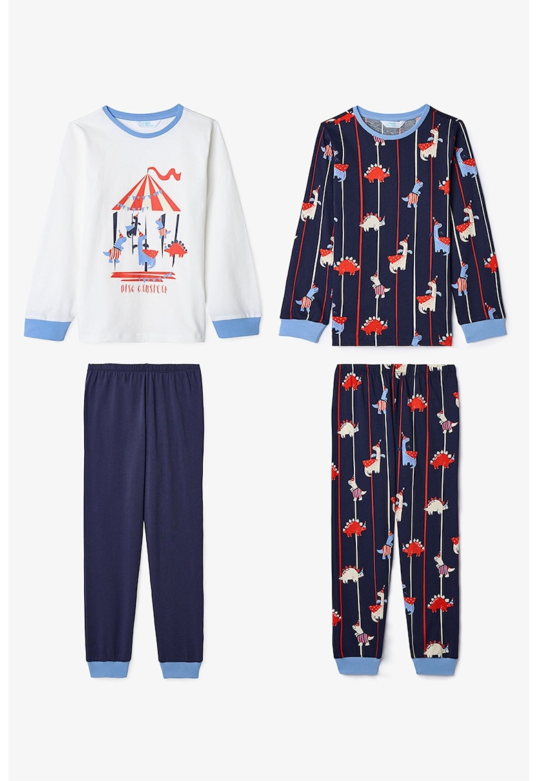 Set de pijamale din bumbac cu dinozauri - 2 perechi