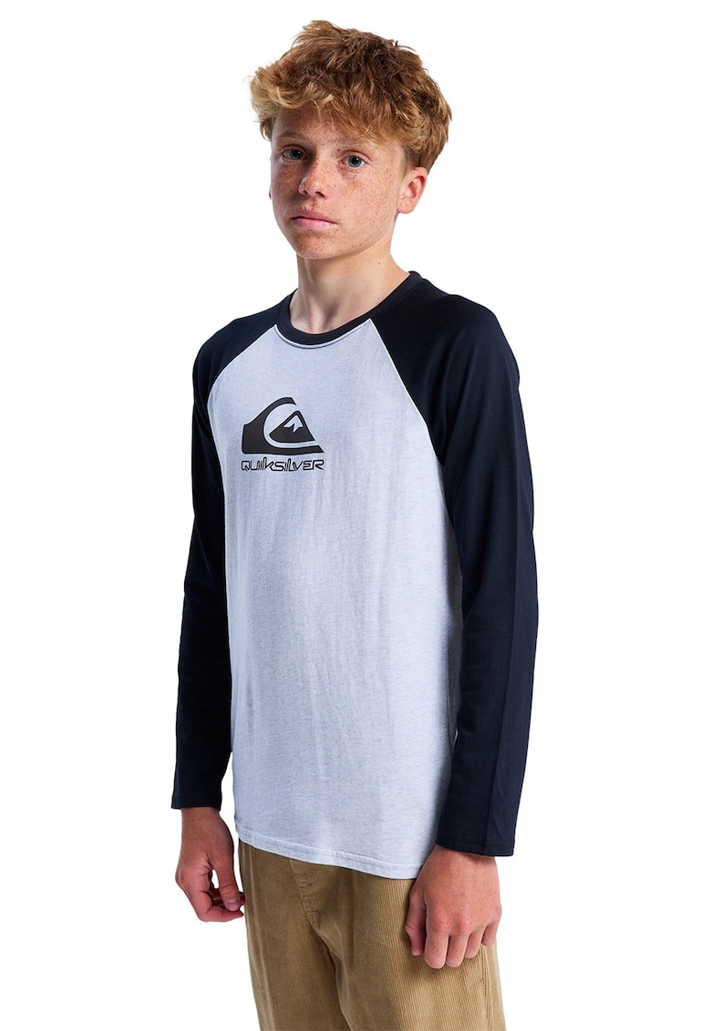 Bluza din bumbac cu maneci raglan Omni - Negru/Gri deschis melange