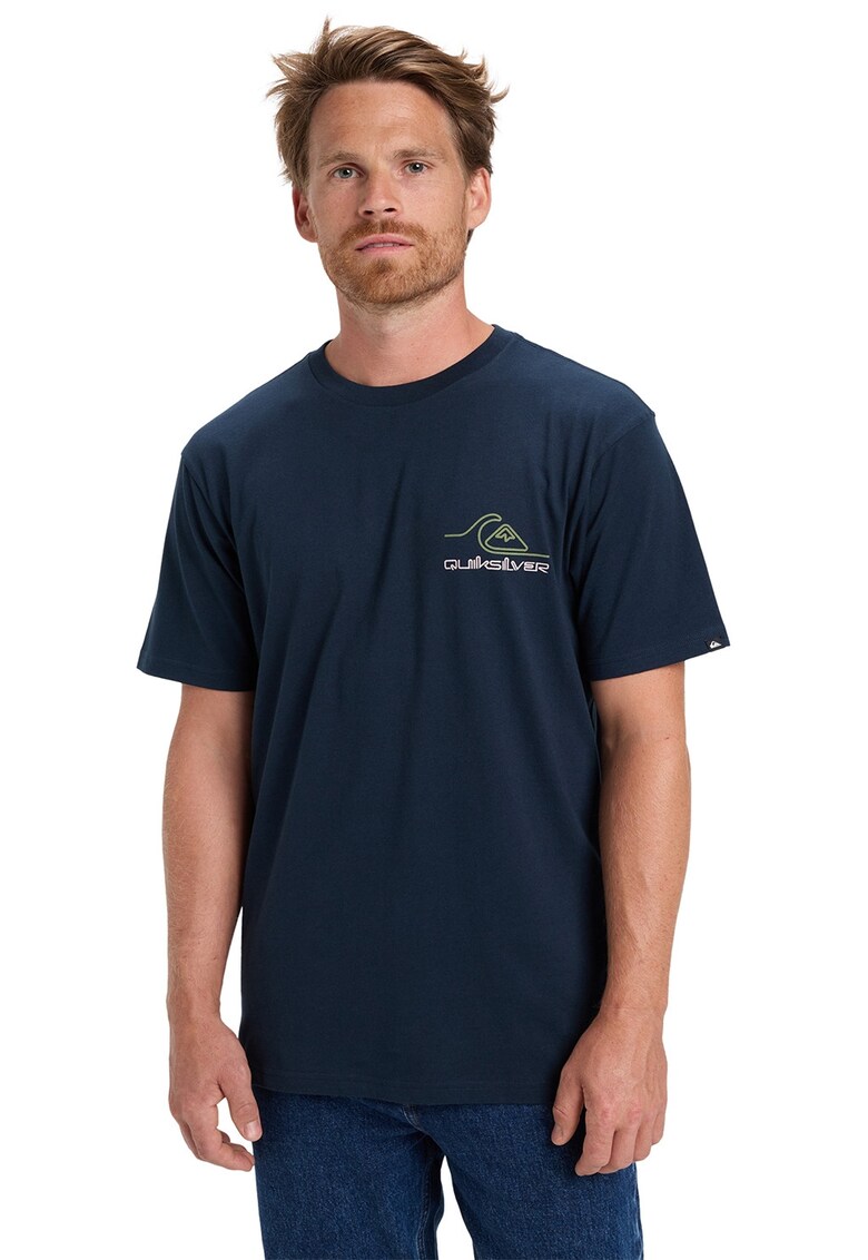 Tricou cu imprimeu grafic si logo pe partea din spate - Bleumarin