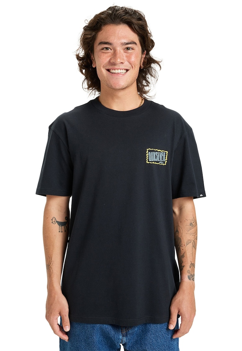 Tricou lejer din bumbac cu imprimeu logo pe partea din spate