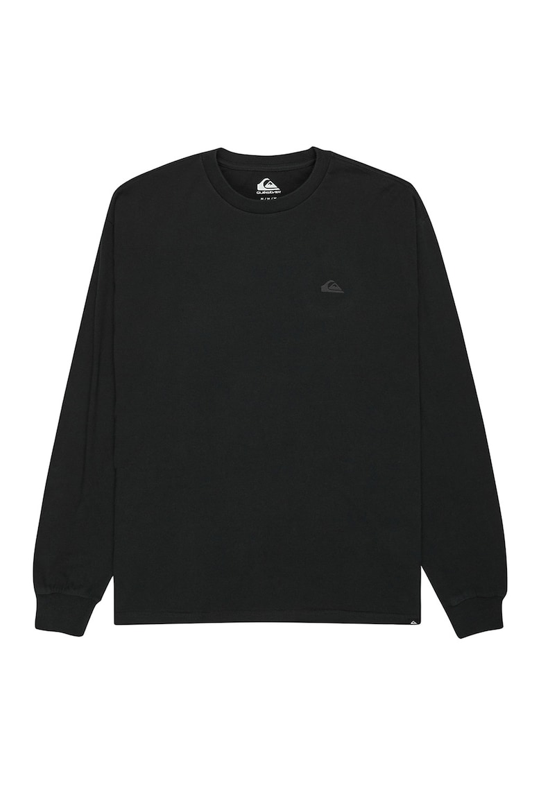 Bluza din bumbac organic cu decolteu la baza gatului - Negru