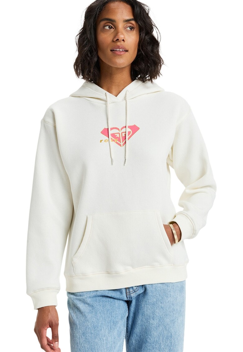 Hanorac din amestec de bumbac cu buzunare kangaroo Surf Stoked - Alb optic