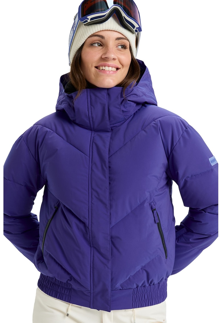 Geaca cu terminatii si mansete elastice si model uni pentru ski Snow Shimmer