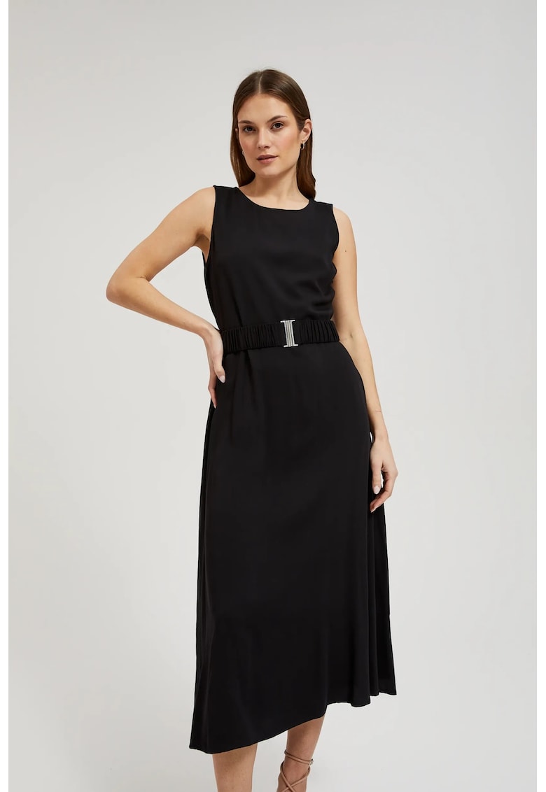 Rochie midi uni L-SU-4334 - Negru