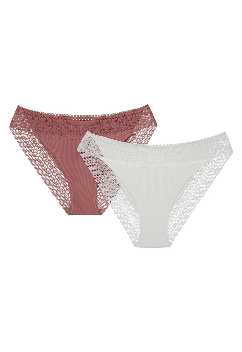 Chiloti figi dama - set de 2 perechi alb-roz Pakis