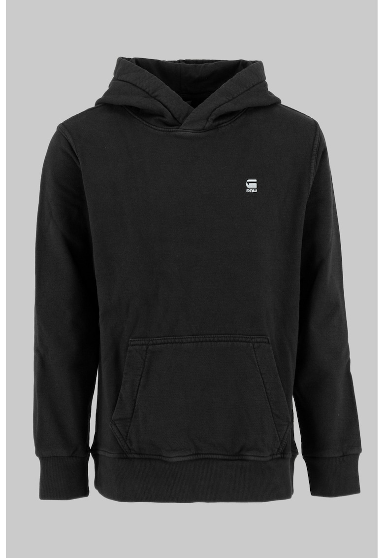 Hanorac de bumbac cu buzunar kangaroo - Negru
