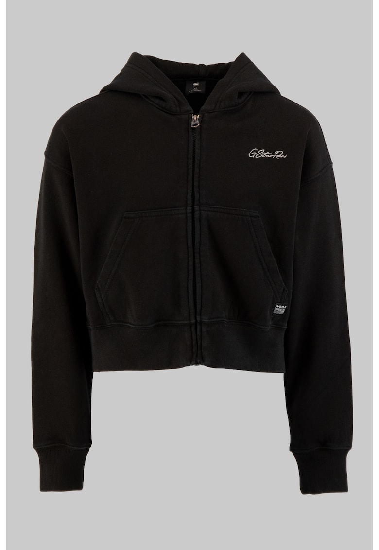 Hanorac crop cu fermoar