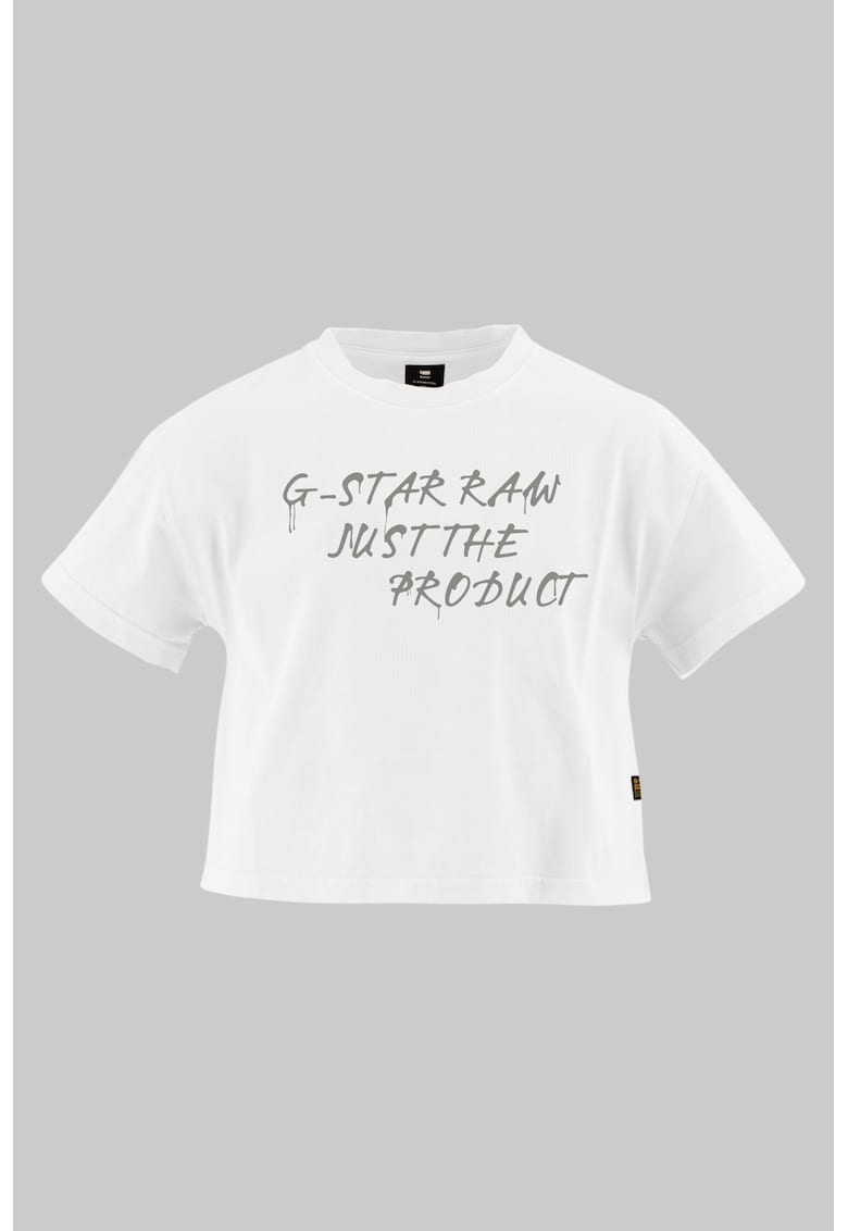 Tricou crop cu decolteu la baza gatului - Gri deschis/Alb optic
