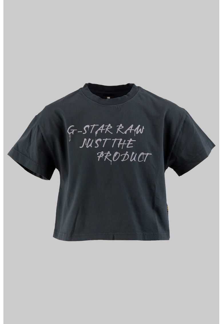 Tricou crop cu decolteu la baza gatului - Albastru inchis/Lila pal