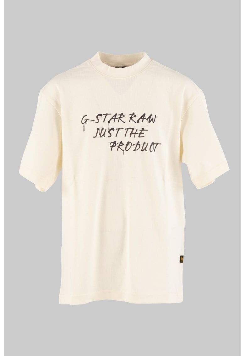 Tricou de bumbac cu logo - Negru stins/Crem