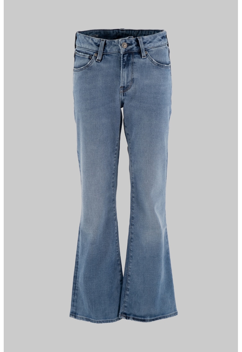 Blugi evazati cu aspect decolorat