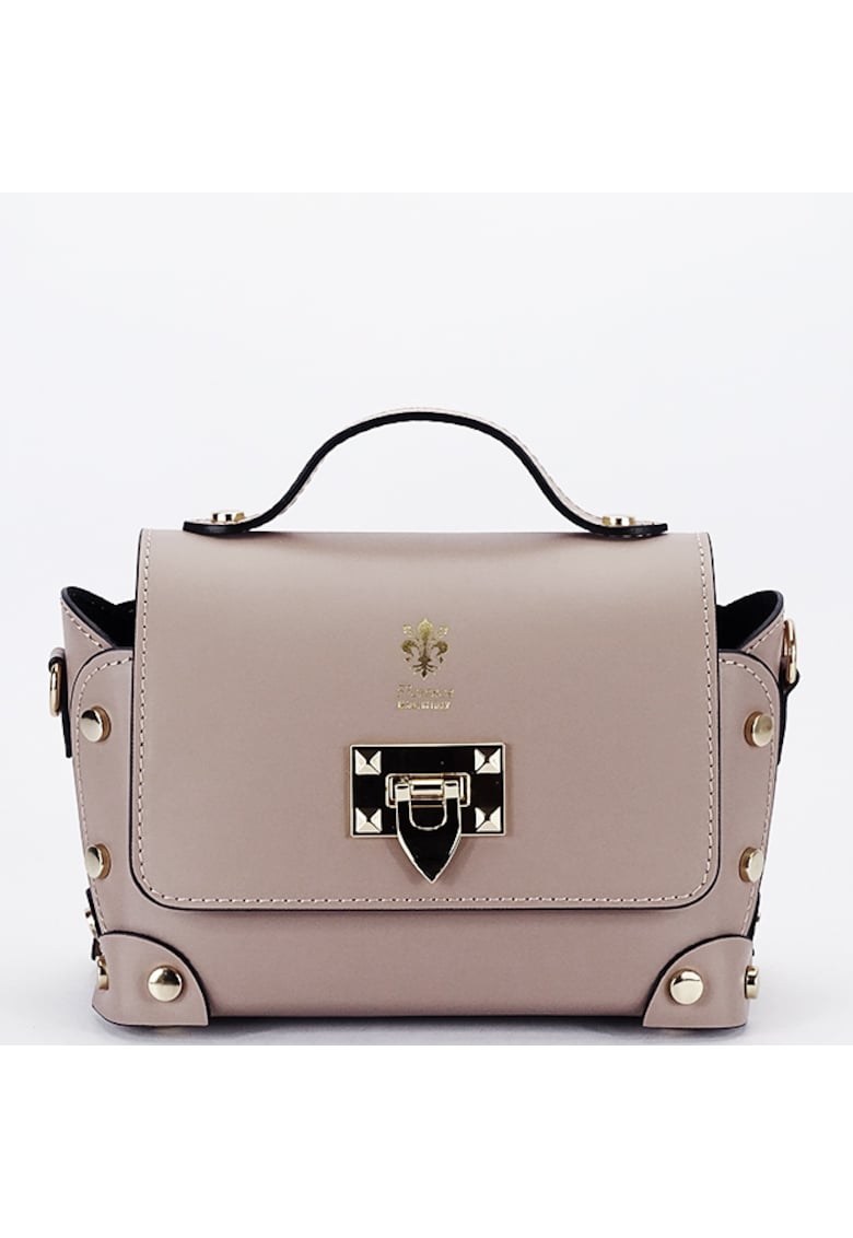 Geanta din piele naturala 1616 131 - Maro taupe - 15x21x10