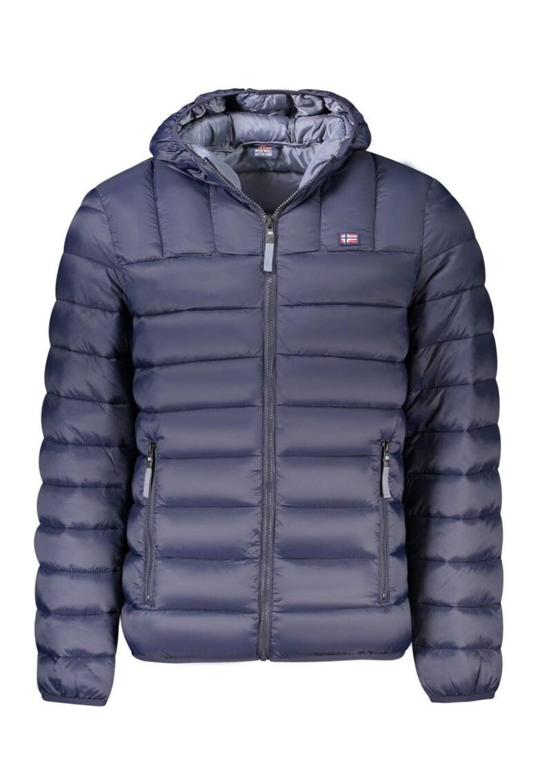 Jacheta matlasta barbati - cu 2 buzunare exterioare - gluga - logo - Bleumarin -