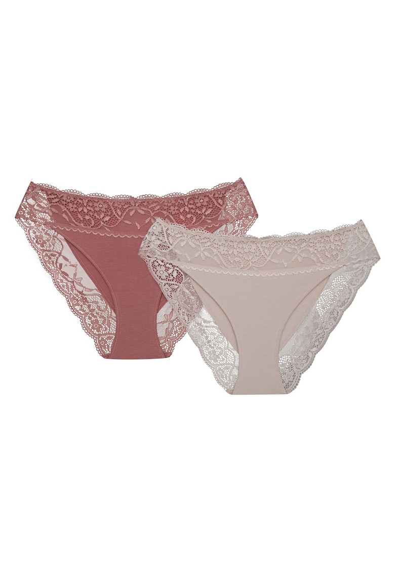 Chiloti dama cu talie inalta set de 2 perechi - alb crem negru Patri