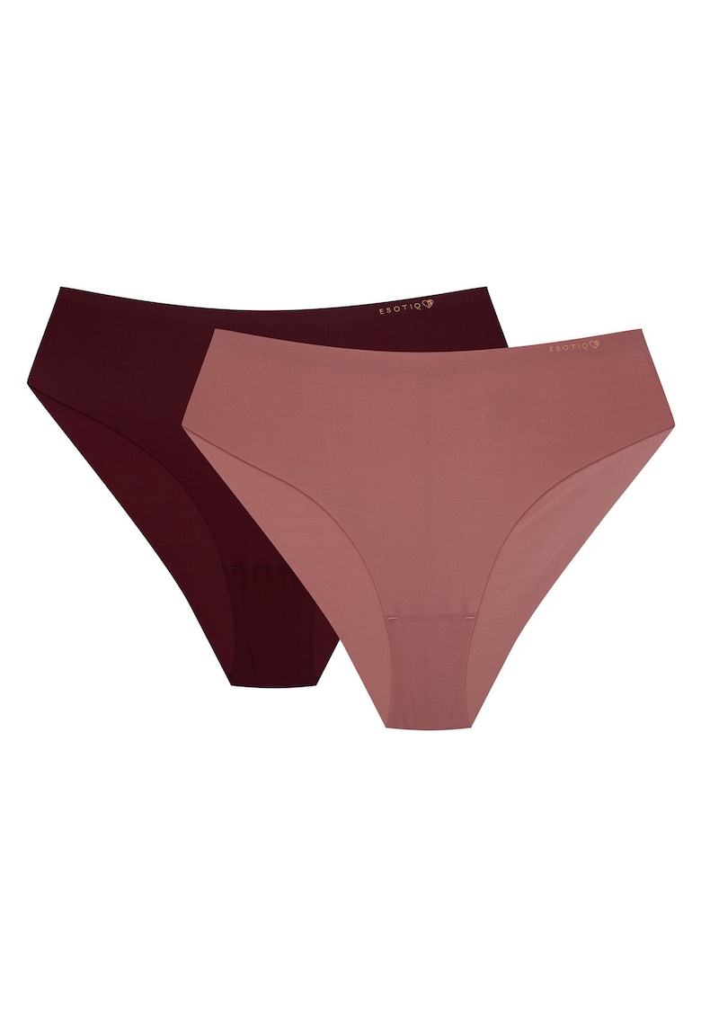 Chiloti dama cu talie inalta - set de 2 perechi roz - maro Pepper