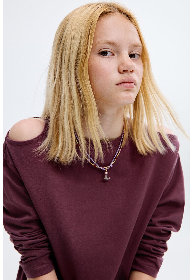 Bluza din bumbac cu decupaje pe umeri