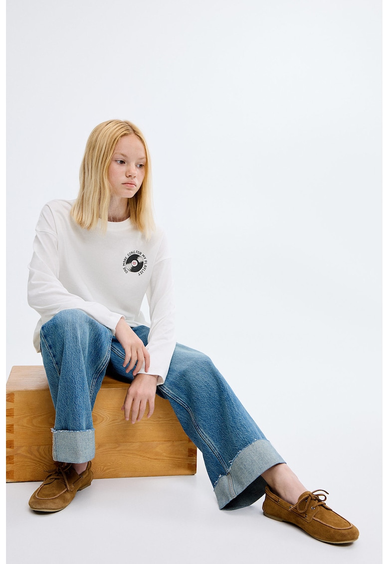 Bluza cu imprimeu pe partea din spate - Alb/Negru