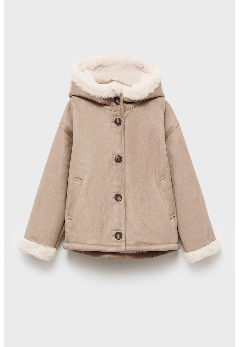 Haina din blana shearling sintetica cu gluga