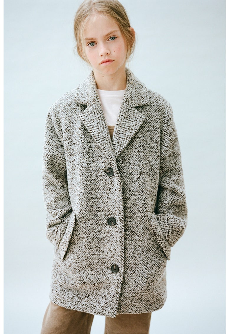 Palton scurt cu model herringbone