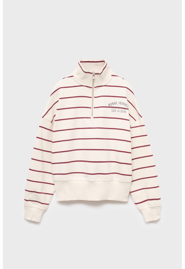 Bluza de trening cu model in dungi si fenta cu fermoar