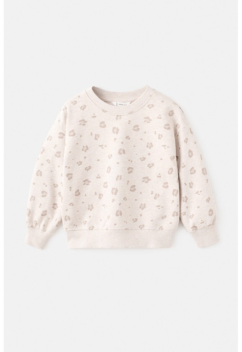 Bluza de trening cu decolteu la baza gatului si imprimeu - Roz pal/Roz prafuit