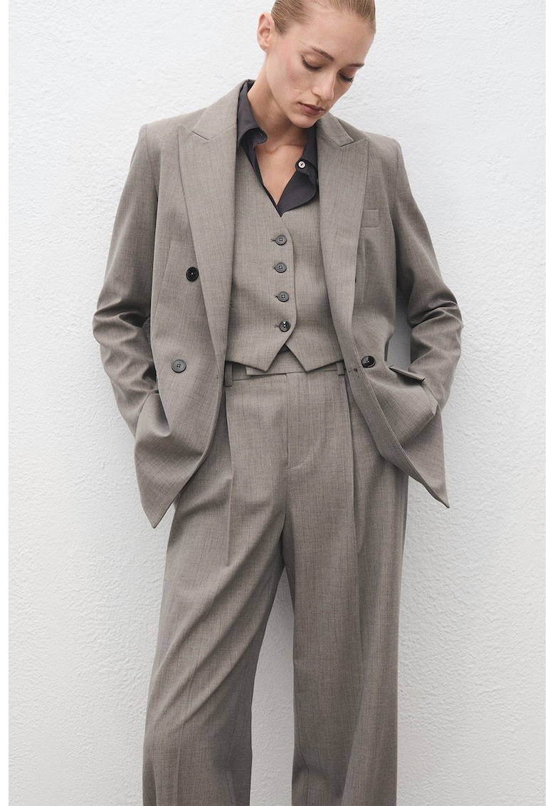 Pantaloni din amestec de lana cu croiala ampla