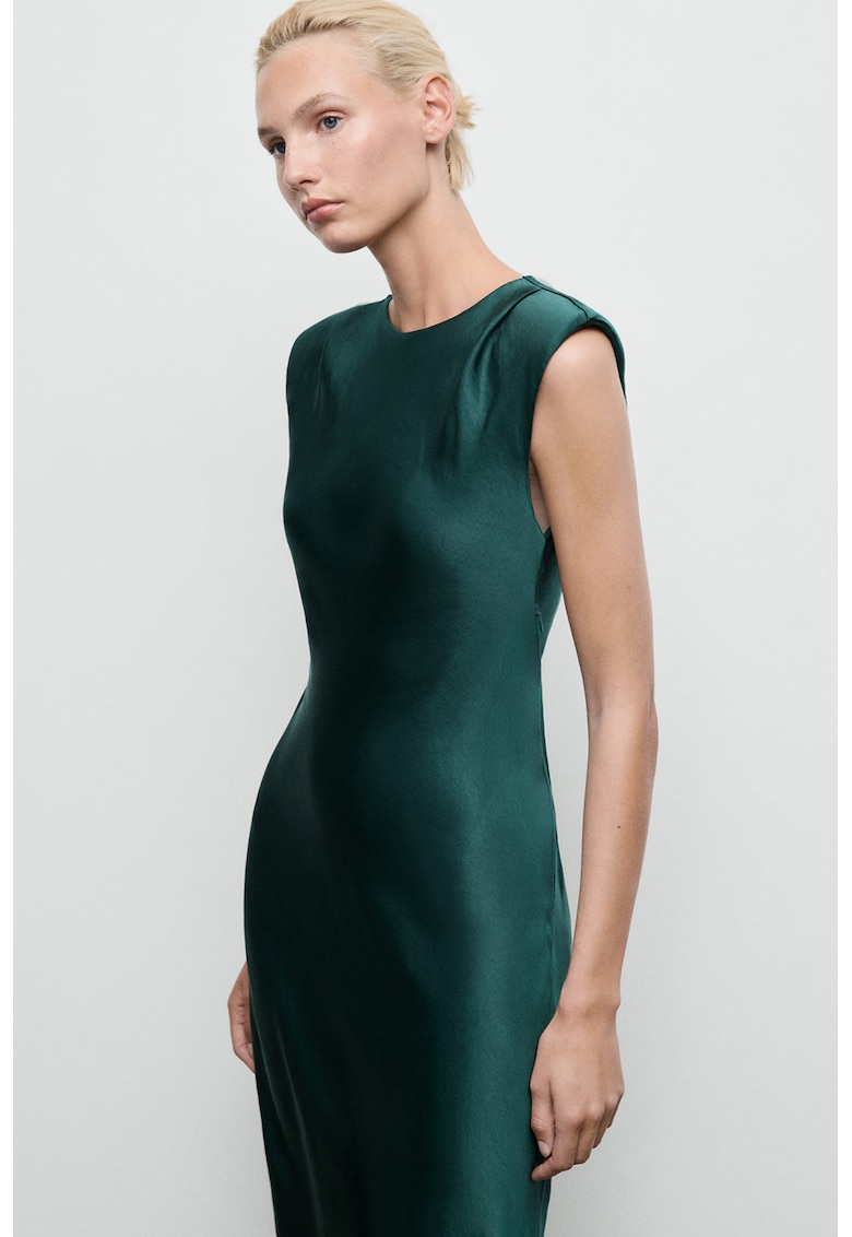 Rochie midi satinata fara maneci