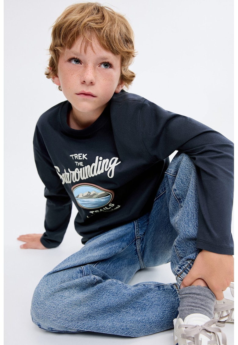 Bluza din bumbac cu imprimeu grafic si text