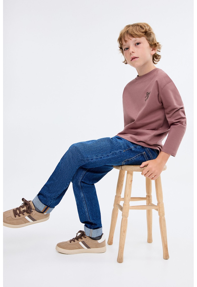 Bluza din bumbac cu imprimeu pe partea din spate - Maro/Roz prafuit