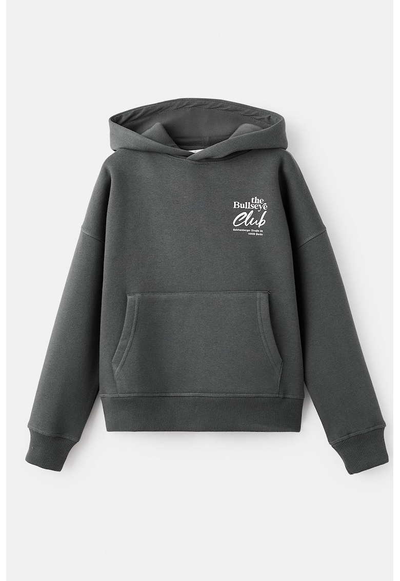 Hanorac cu imprimeu pe partea din spate si buzunar kangaroo