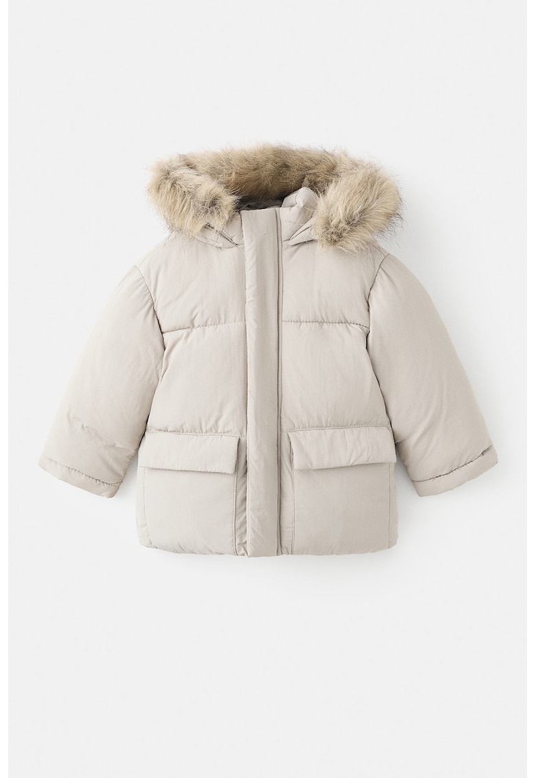 Geaca cu model uni - Maro taupe deschis