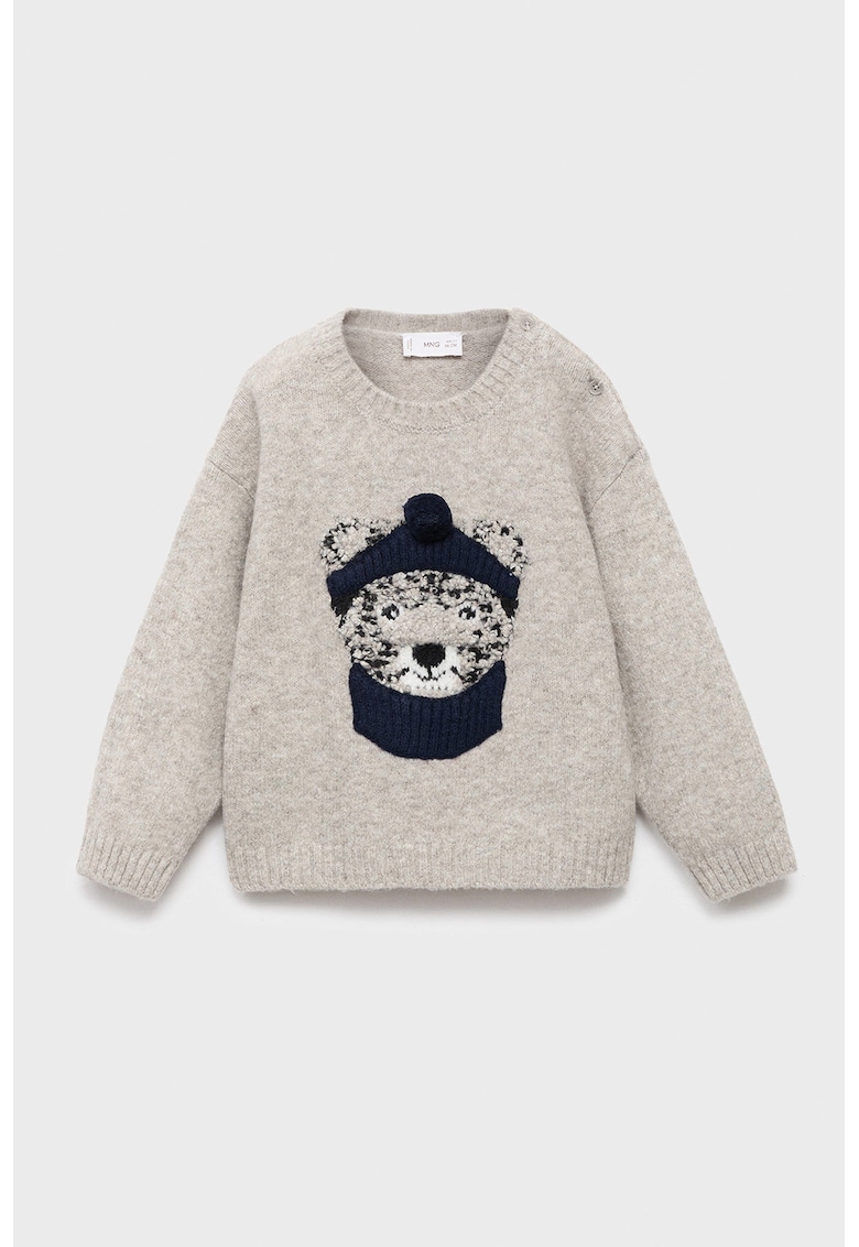 Pulover tricotat cu model cu ursulet