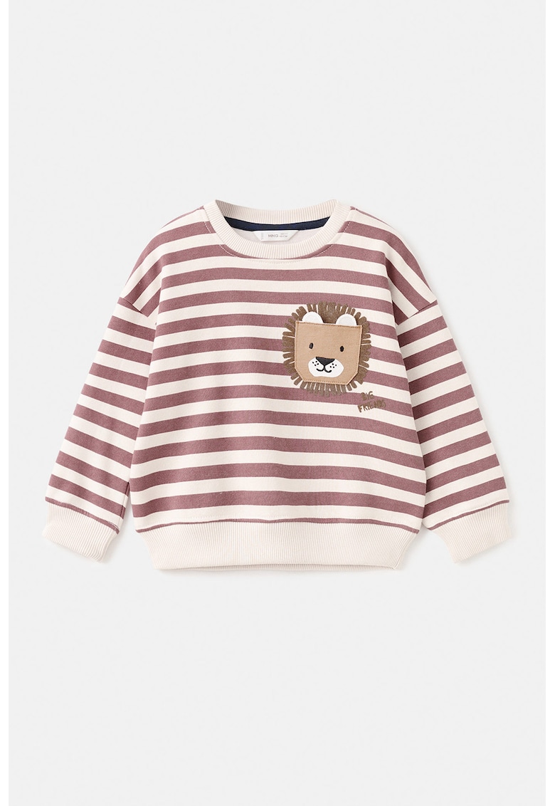 Bluza de trening cu model in dungi si buzunar pe piept