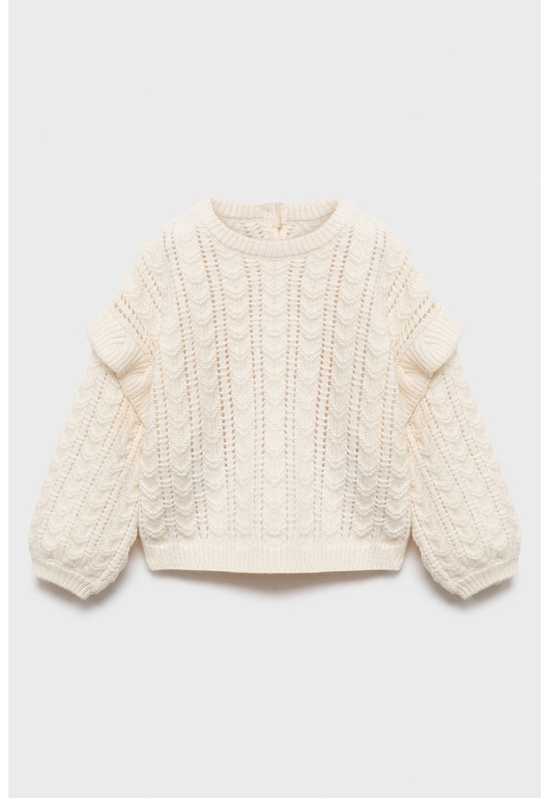 Pulover cu decupaje discrete - Alb fildes
