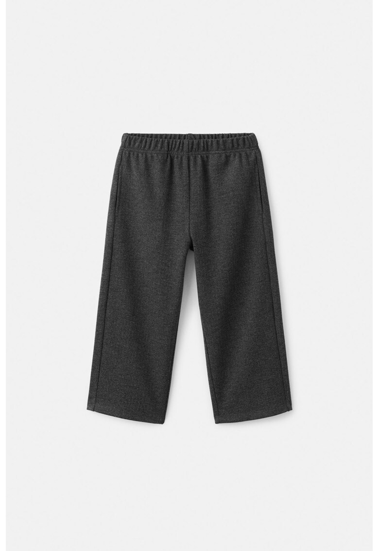 Pantaloni cu model uni si talie elastica - Gri inchis melange