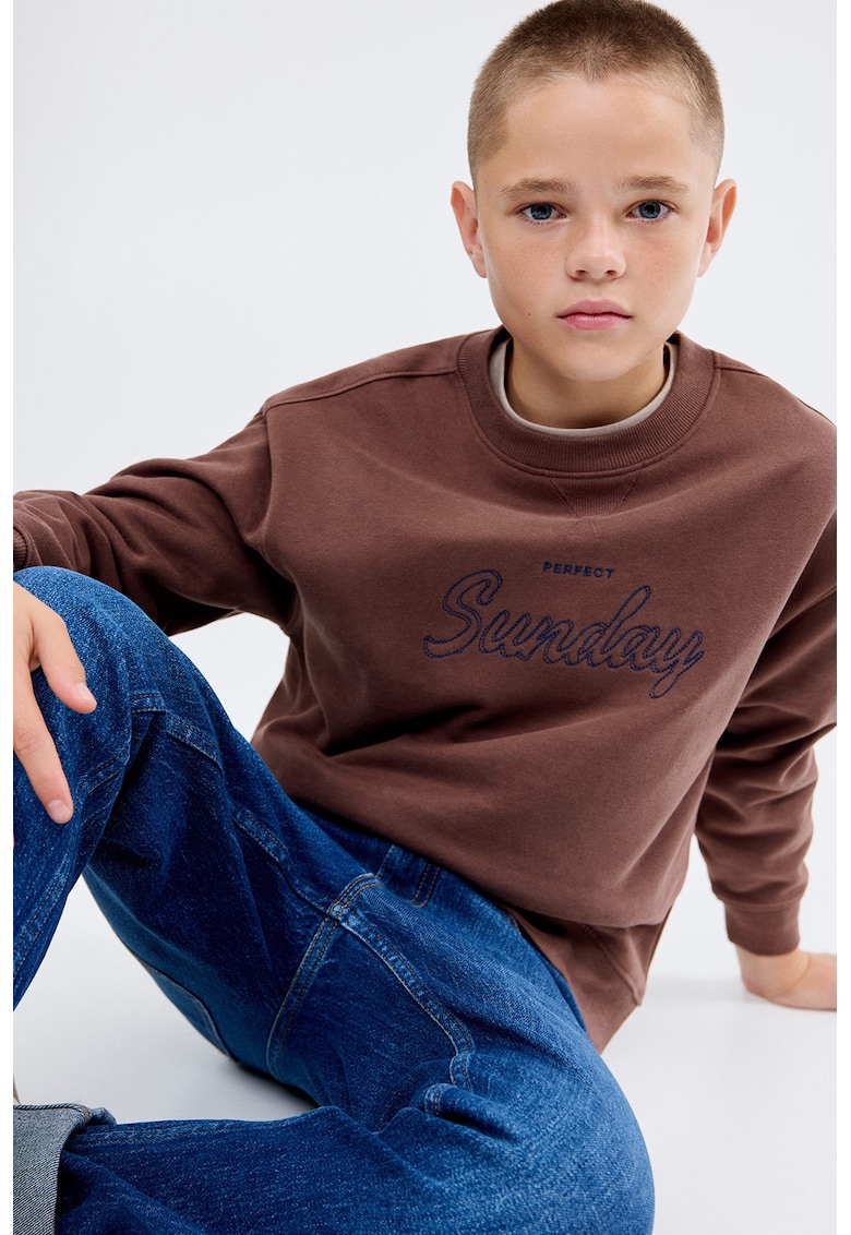 Bluza de trening din bumbac cu broderie text