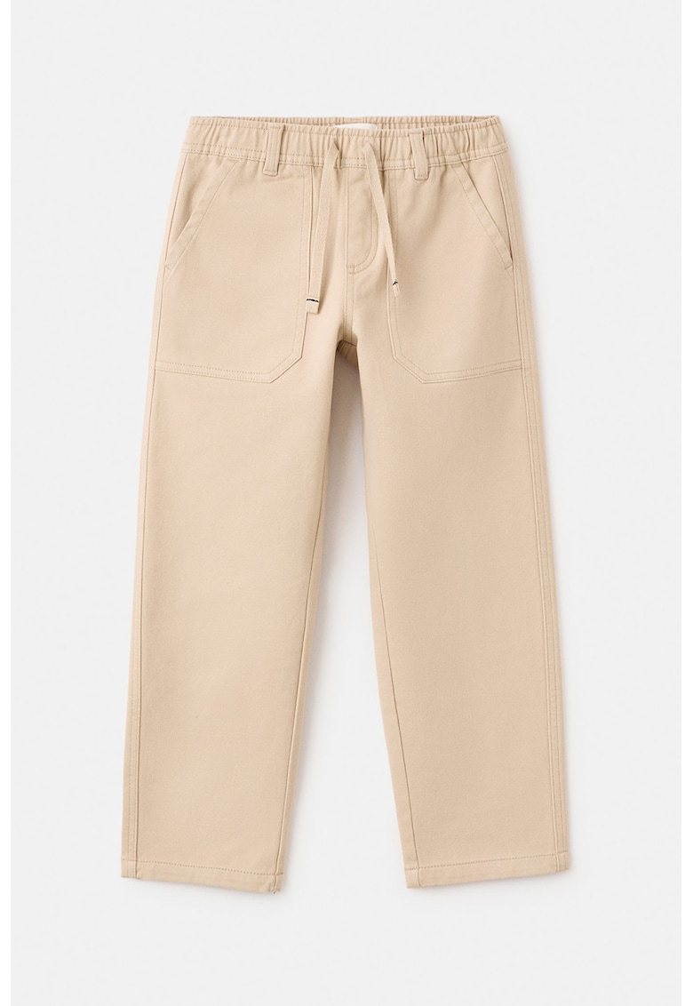 Pantaloni din amestec de bumbac cu snur in talie