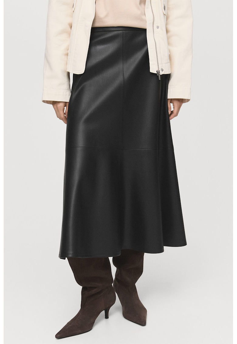 Fusta midi din piele ecologica