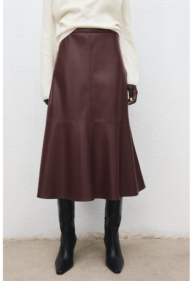 Fusta midi din piele ecologica