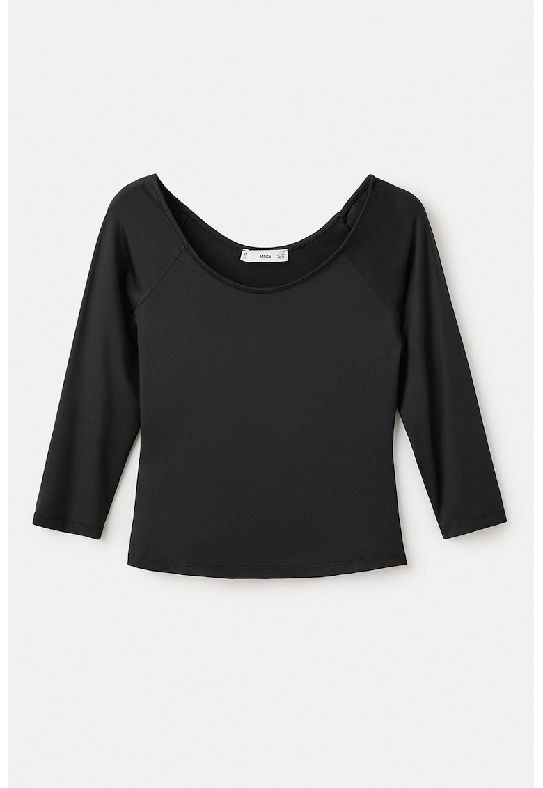 Bluza slim-fit cu maneci 3/4 - Negru